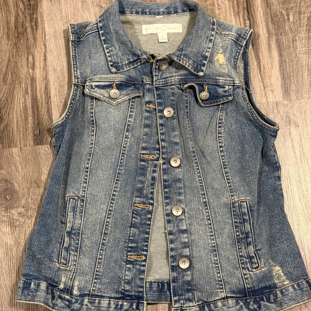 Blue Denim Sleeveless Vest